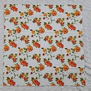 Lemlem White and Orange Floral Bandana Scarf for body or purse 22.5"